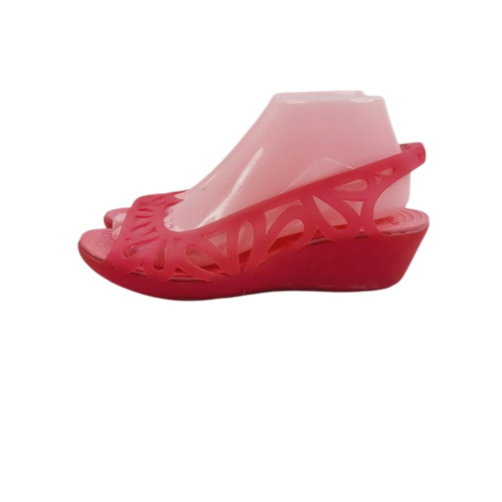 Crocs Women's Red Adrina III Mini Wedge Peep Toe Slip-On Ballet Flat Size 8